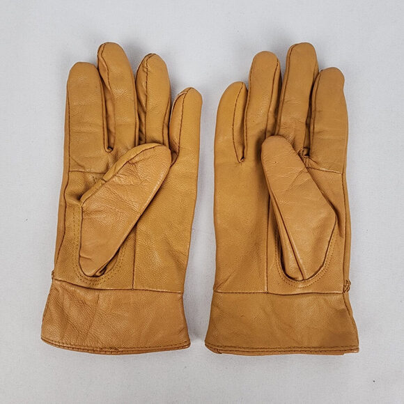 Yellow Leather Lined Gloves Size S - Picture 4 of 5